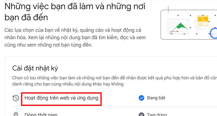 Hoạt động trên web và ứng dụng Google