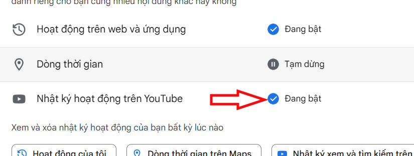 Nhật ký hoạt động trên YouTube