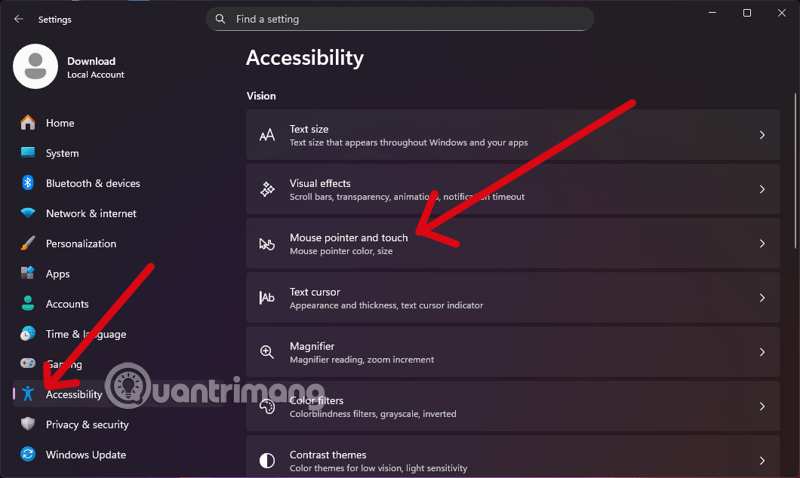 dieu chinh con tro chuot win 11