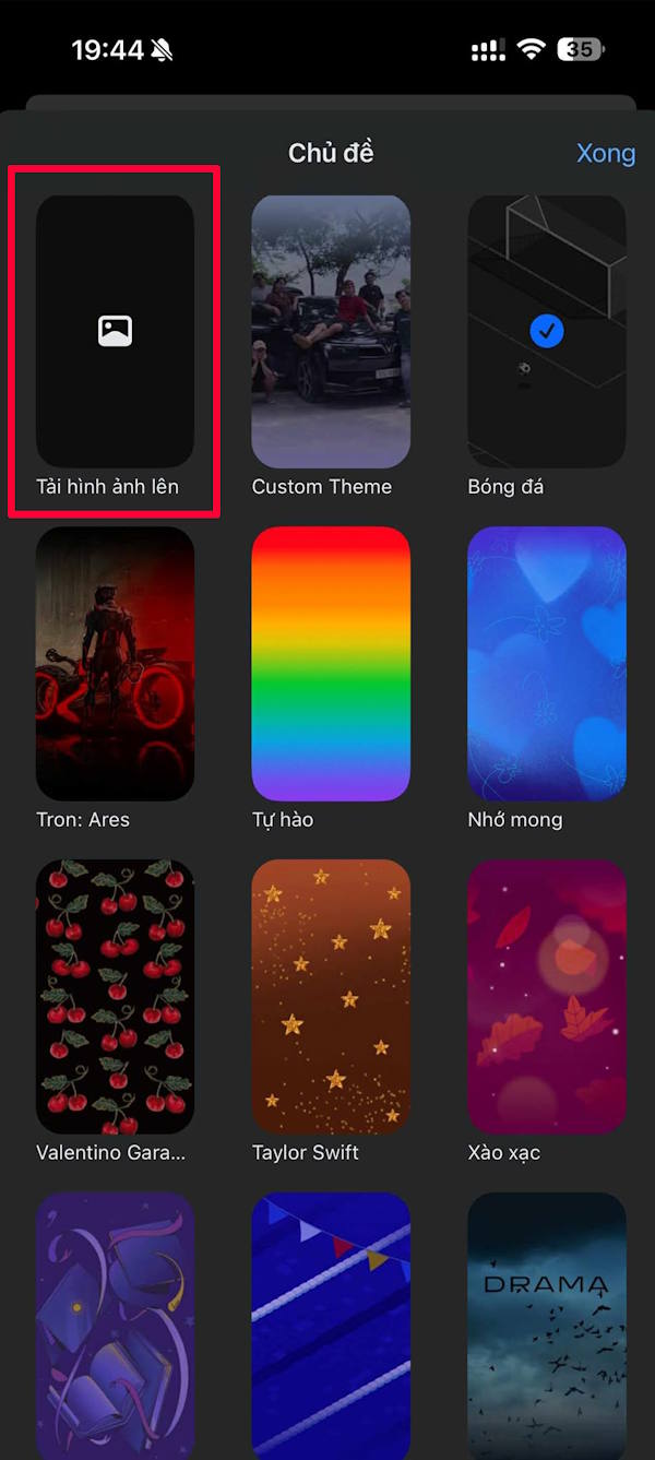 Tải ảnh làm chủ đề chat Messenger 