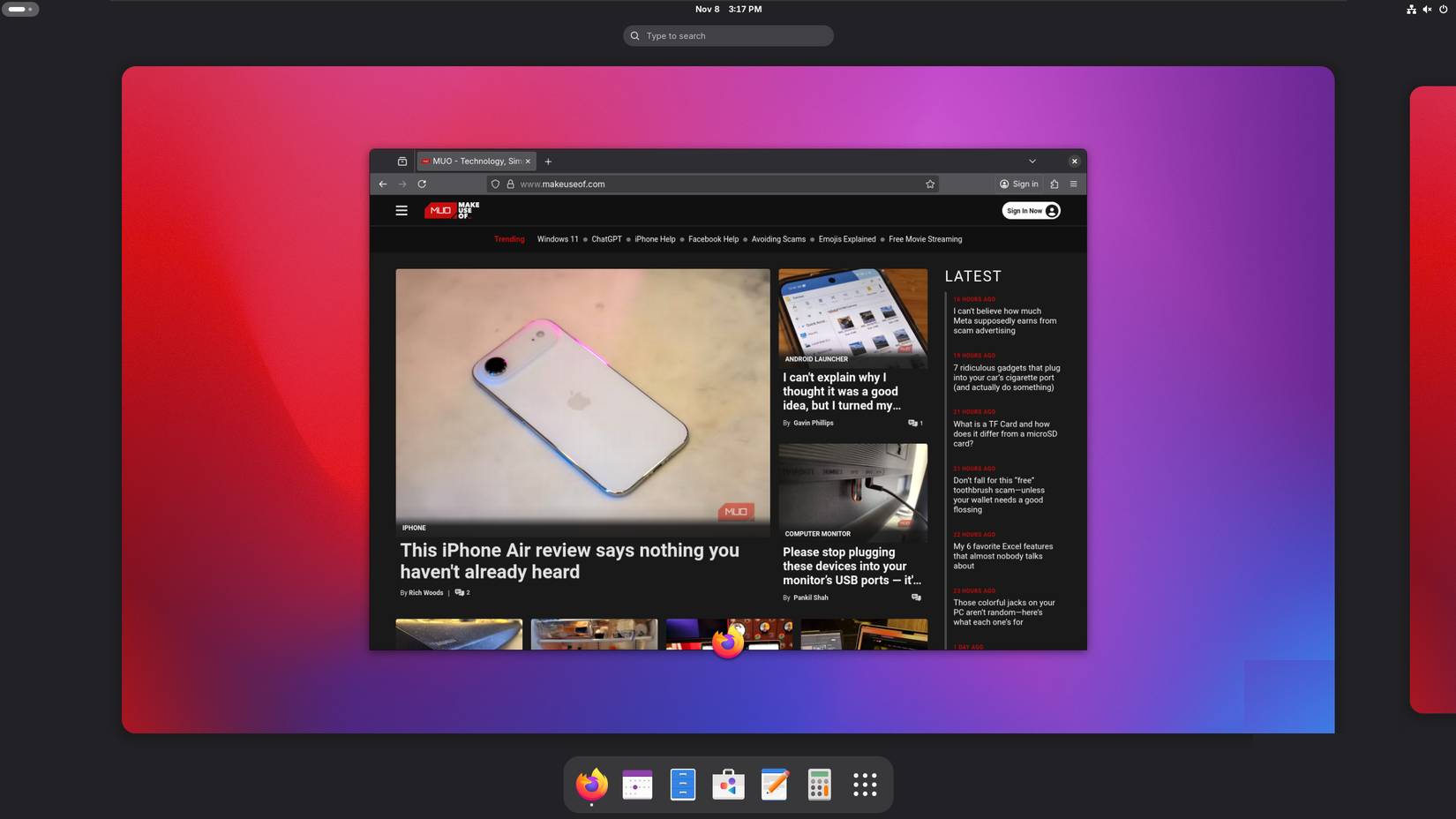 Fedora Silverblue khi mở Firefox