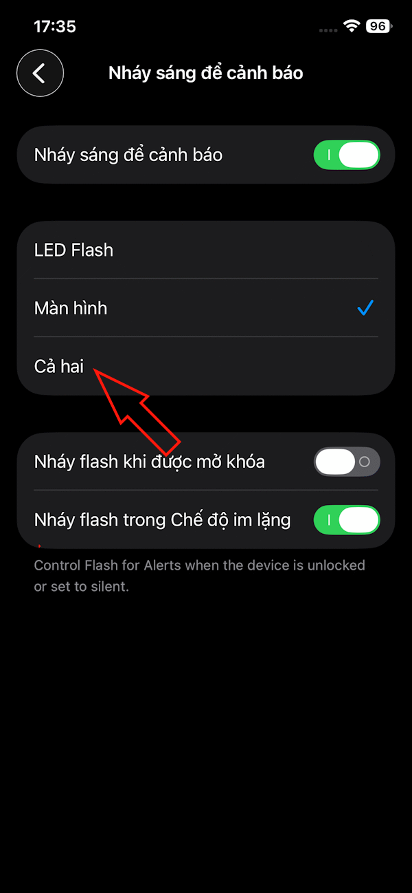 Bật nháy sáng màn hình iPhone