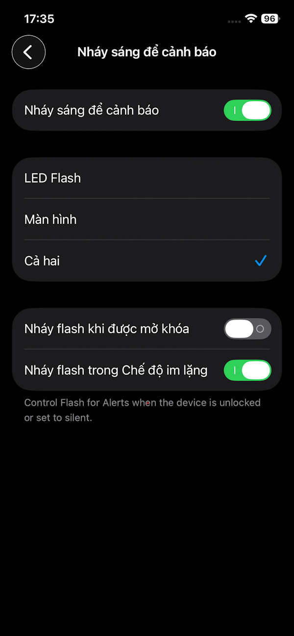Bật nháy sáng trên iPhone