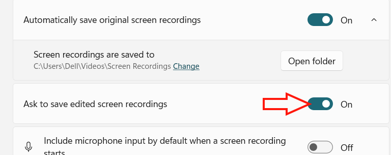 Bật thông báo lưu chỉnh sửa video ghi màn hình Snipping Tool