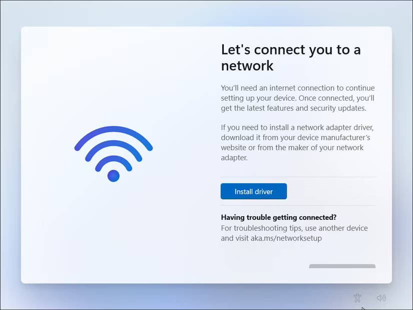 Màn hình kết nối mạng trong quá trình thiết lập Windows 11