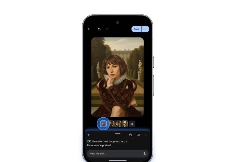 Công nghệ AI Nano Banana đang được sử dụng trong ứng dụng Google Photos biến ảnh tự sướng thành chân dung thời Phục Hưng
