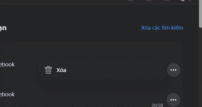 Xóa lịch sử tìm kiếm Facebook máy tính
