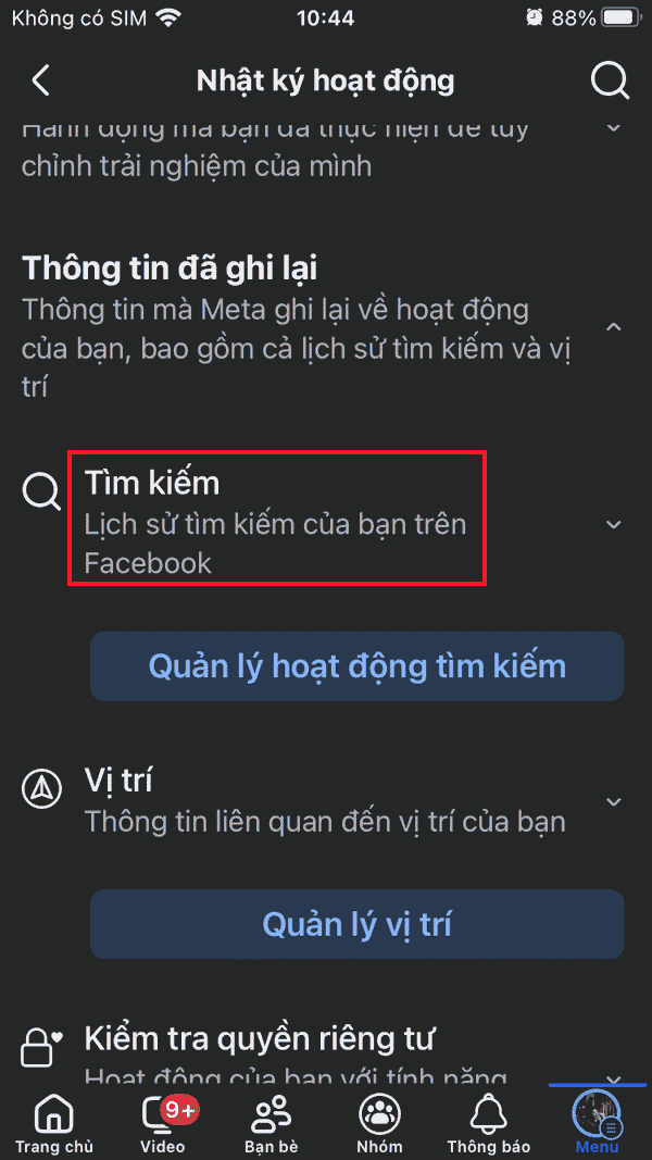 Tìm kiếm trên Facebook