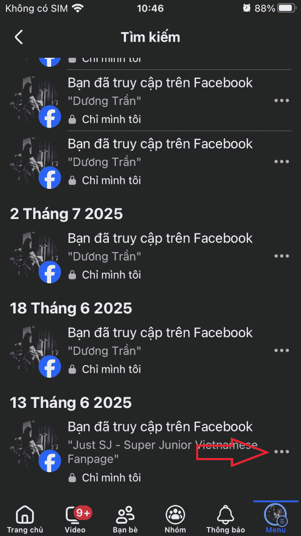 Lịch sử tìm kiếm Facebook