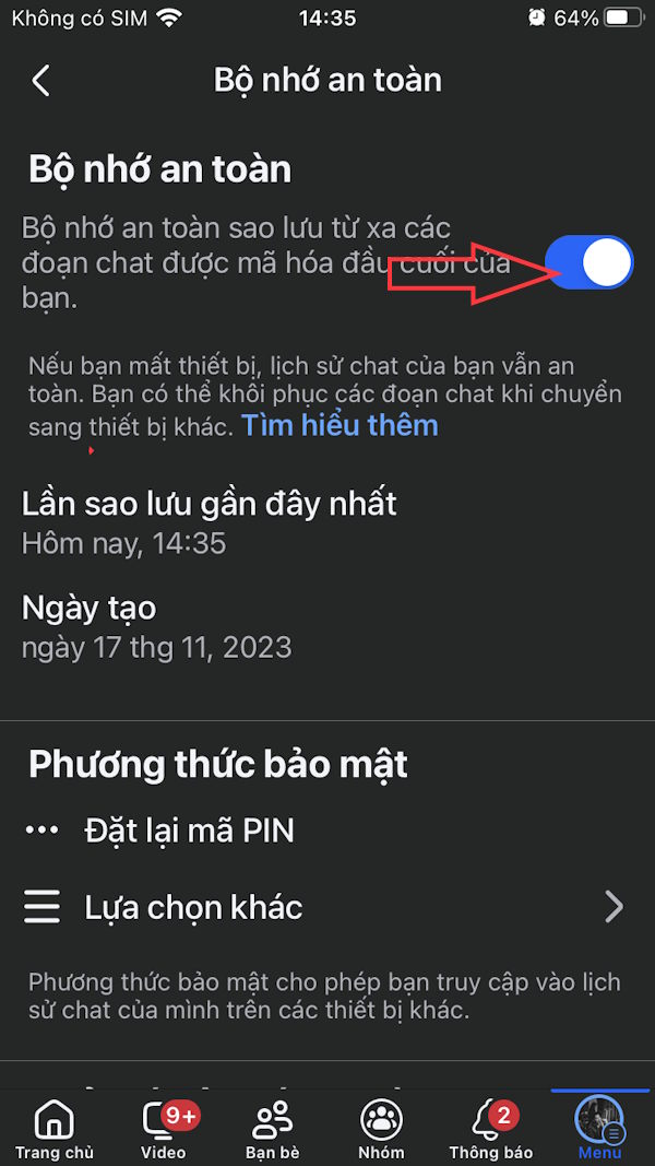 Tắt mã hóa đầu cuối Messenger