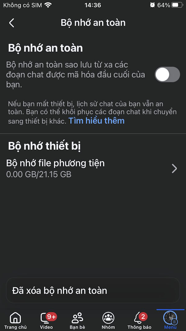 Hủy mã hóa đầu cuối Messenger trên Facebook