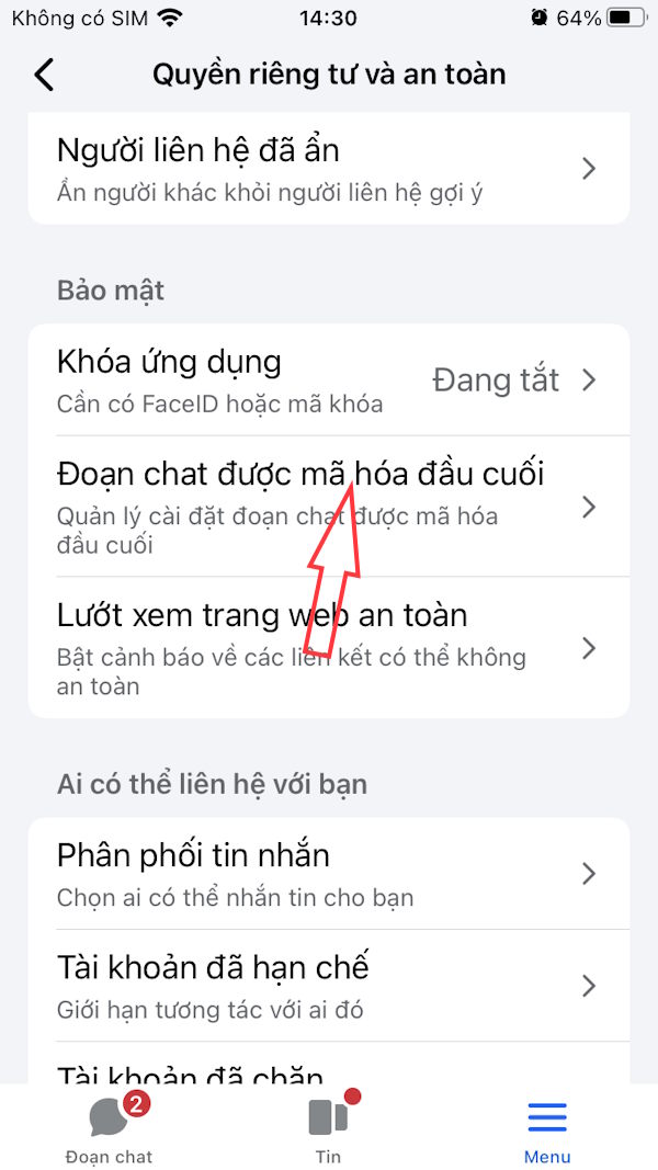 Đoạn chat mã hóa đầu cuối Messenger