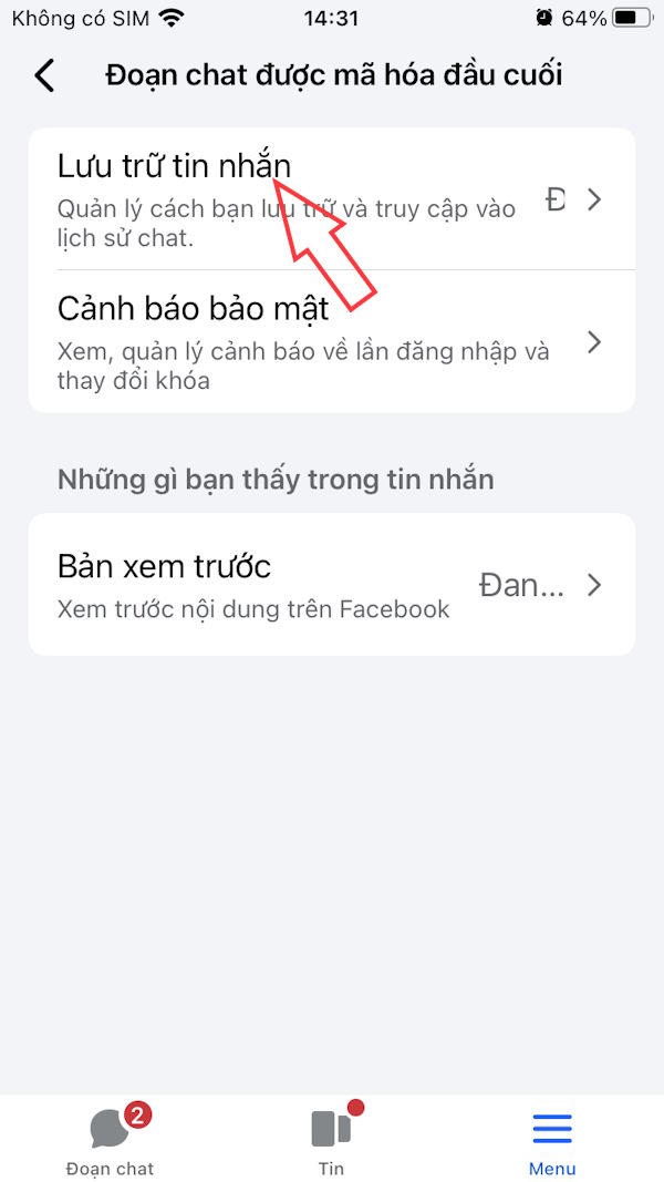 Lưu trữ tin nhắn Messenger