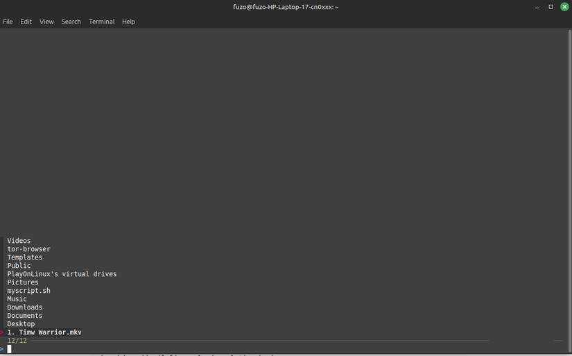 Sử dụng hộp tìm kiếm tương tác fzf