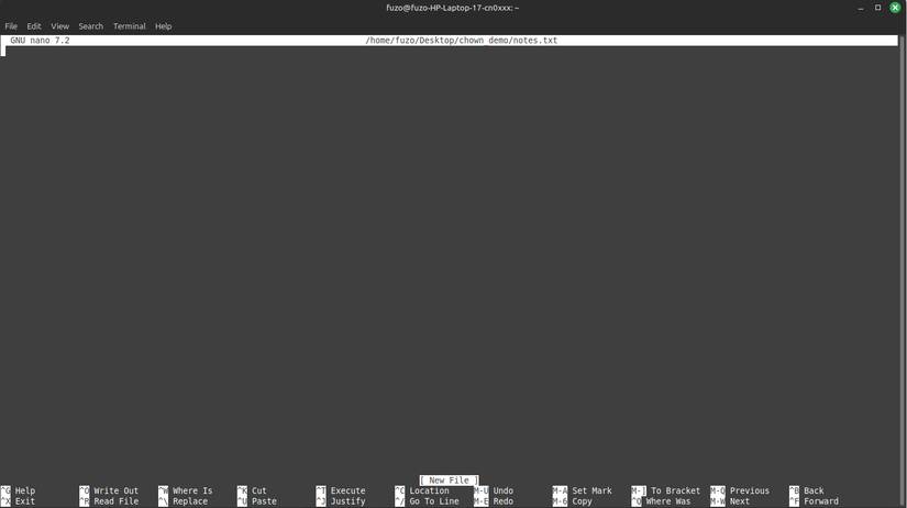 Sử dụng lệnh nano để mở ghi chú và chỉnh sửa chúng trên terminal