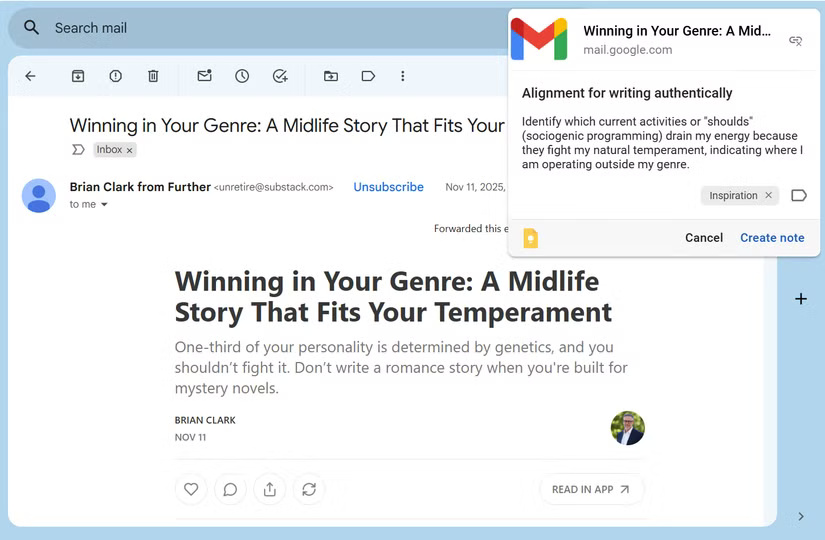Ghi lại các hành động cần thực hiện trong email với Google Keep.