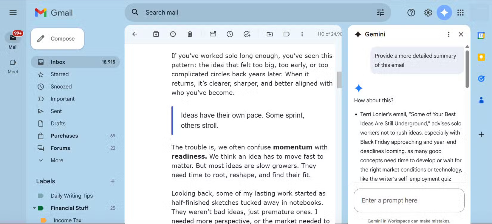 Tóm tắt nội dung trong Google Keep bằng Gemini