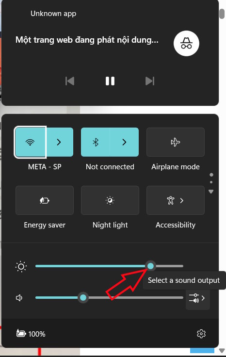 Chỉnh độ sáng màn hình Windows qua Action Center
