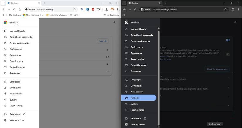 Bộ tính năng chặn quảng cáo khác biệt cho Chrome và Cromite