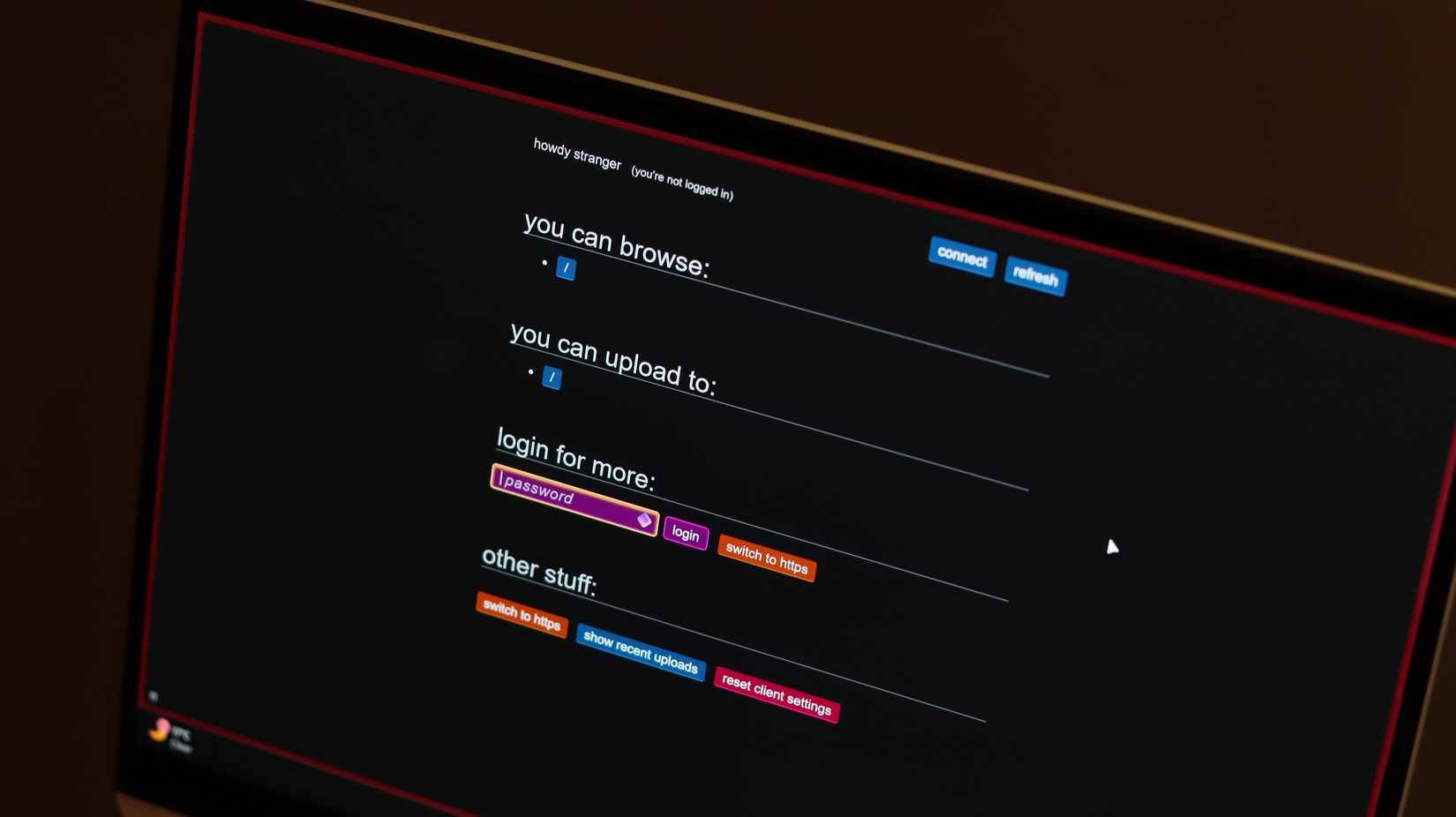 Màn hình đăng nhập Copyparty