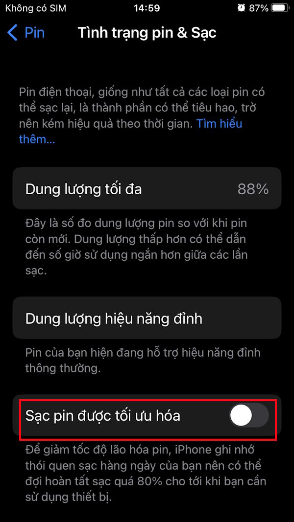 Tối ưu hóa sạc pin iPhone