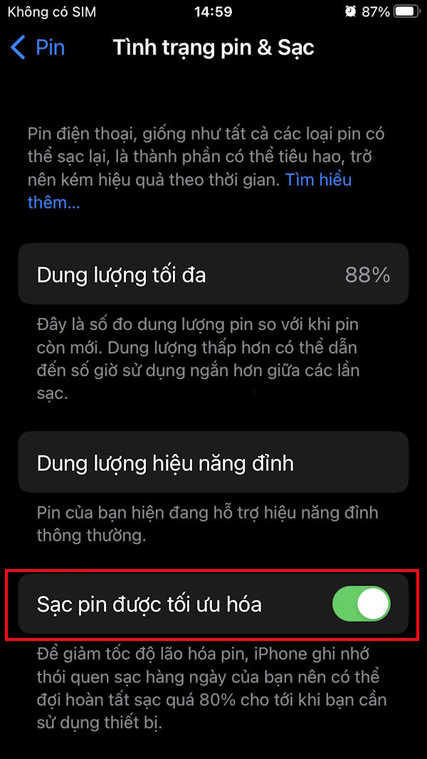 Bật tối ưu hóa sạc pin trên iPhone
