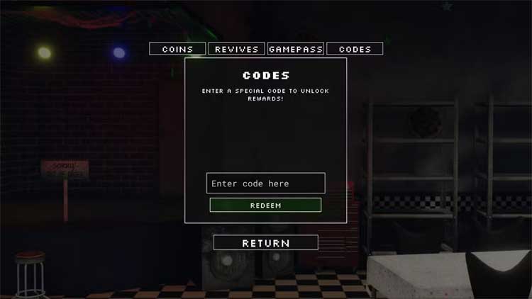 Màn hình đổi code FNAF: Eternal Nights