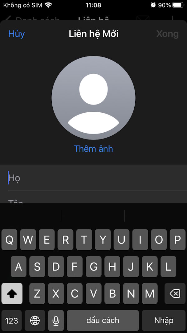 Nhập số liên hệ mới