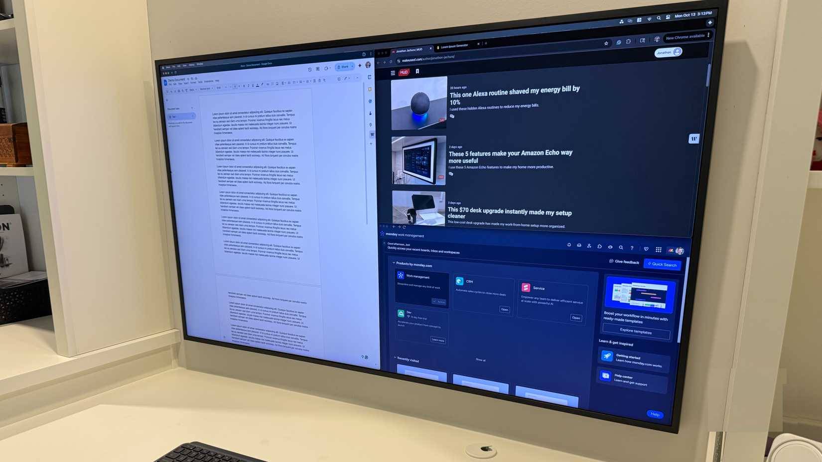 Samsung Frame TV 55 inch với 3 cửa sổ đang mở trên macOS