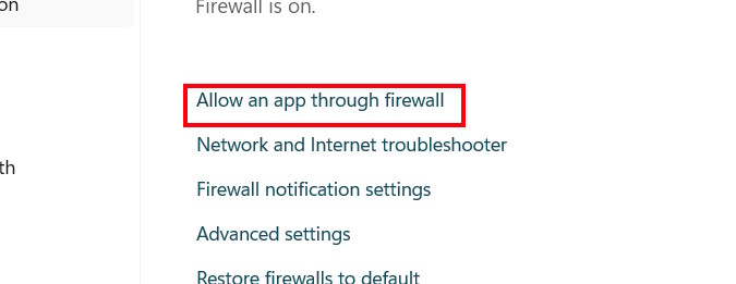 Allow an app through firewall