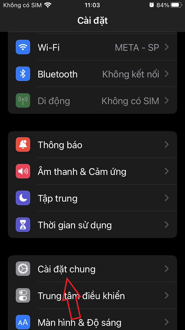Cài đặt chung iPhone