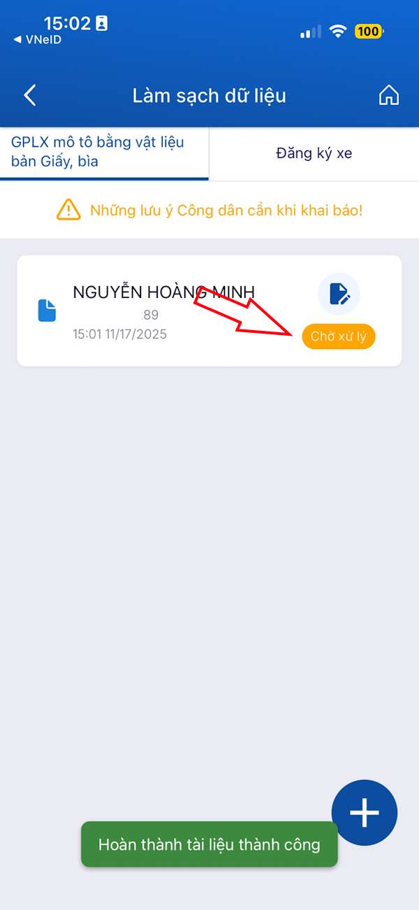 Xác thực thông tin dữ liệu GPLX