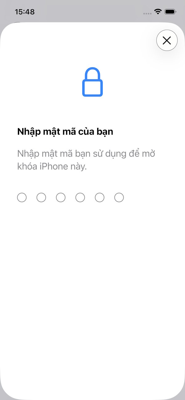 Nhập mật khẩu iPhone 