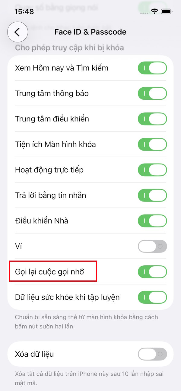 Gọi lại từ màn hình khóa iPhone