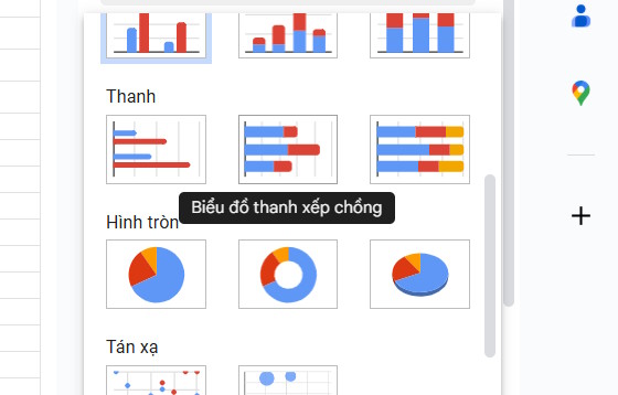 Biểu đồ thanh xếp chồng Google Sheets