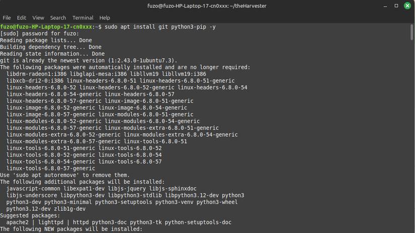 Cài đặt theHarvester trên Linux Mint