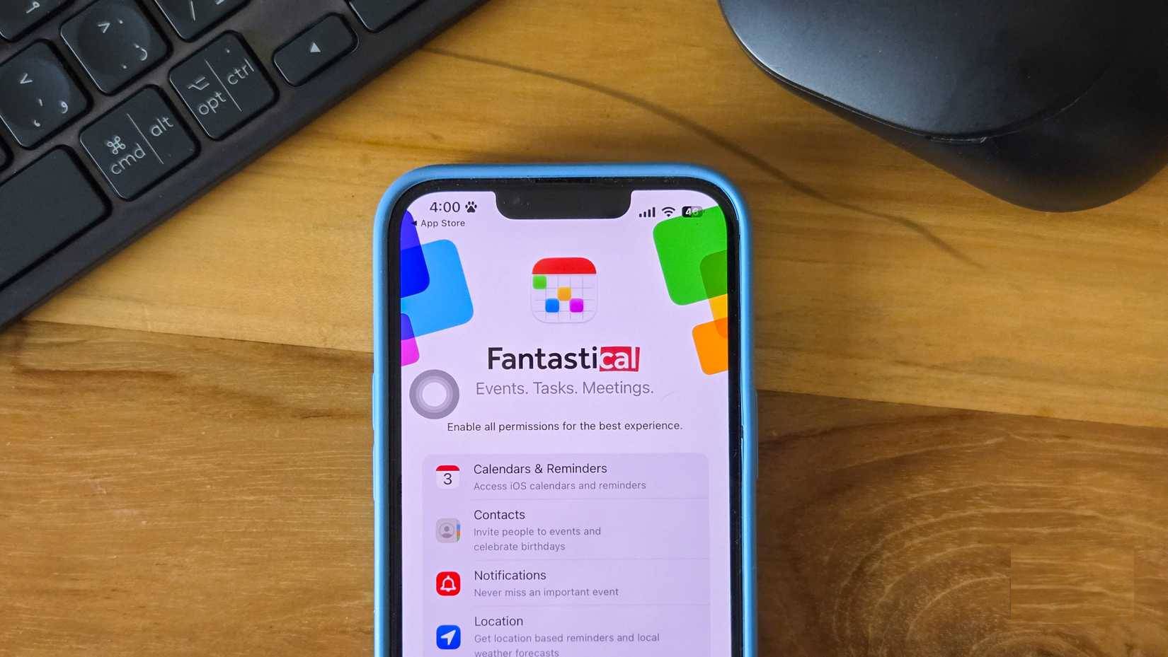 Ứng dụng Fantastical mở trên iPhone