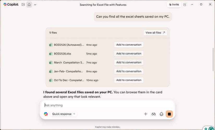 Tính năng Tìm kiếm file tự nhiên của Copilot