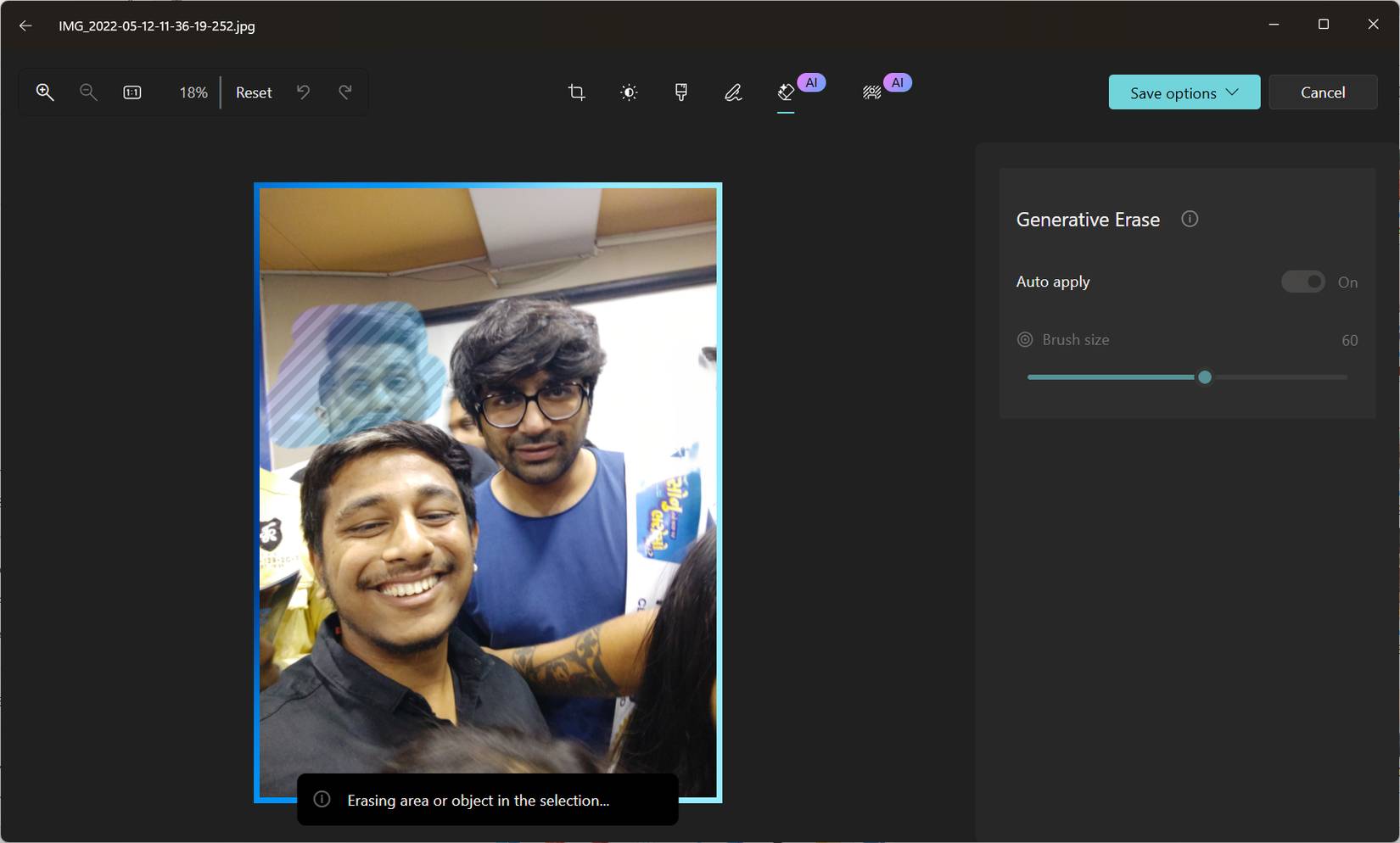 Generative Edit trong ứng dụng Photos trên Windows 11 với Copilot AI