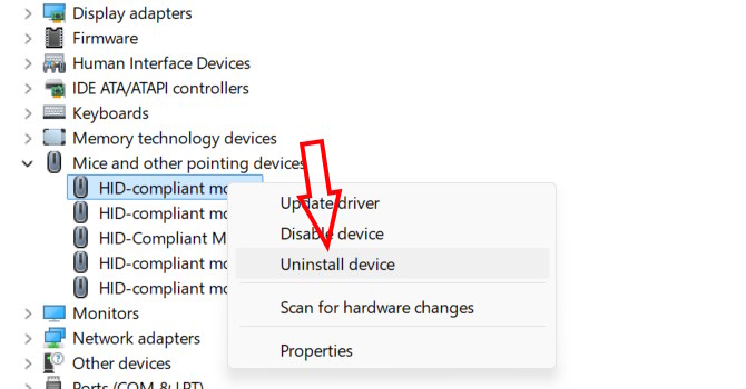 Cài đặt lại chuột máy tính