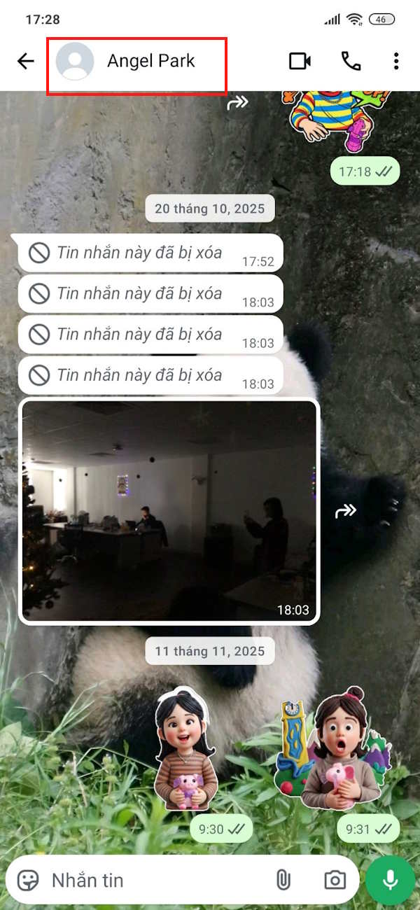 Đoạn chat WhatsApp