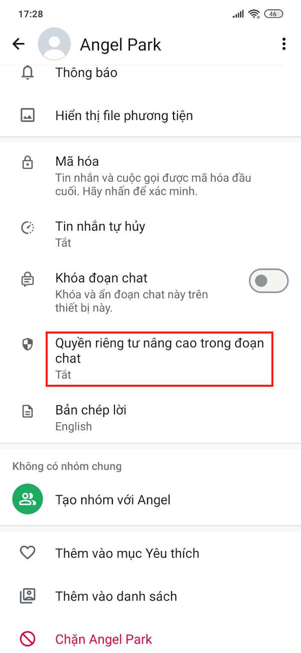 Quyền riêng tư nâng cao đoạn chat WhatsApp