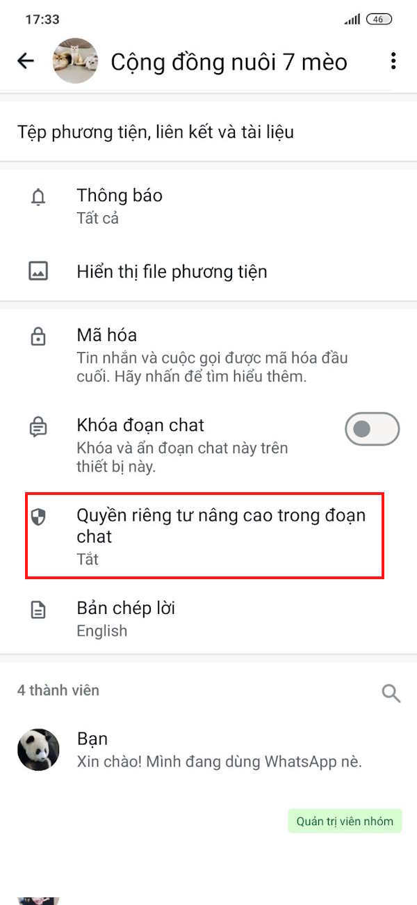 Chỉnh quyền nhóm chat WhatsApp