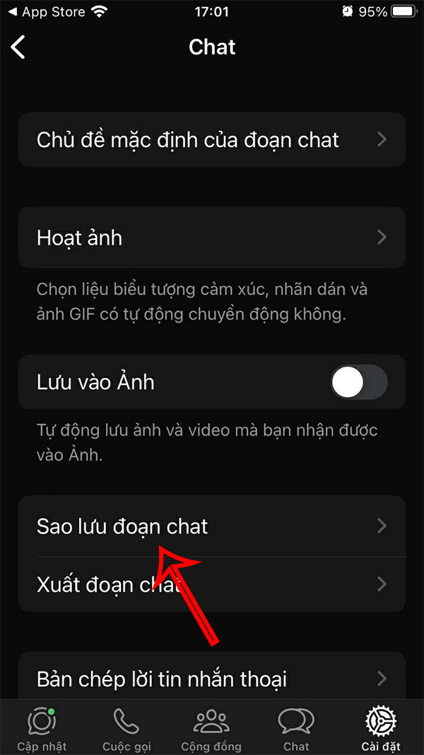 Sao lưu đoạn chat WhatsApp