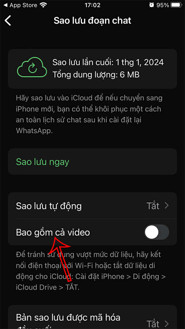 Không sao lưu video WhatsApp