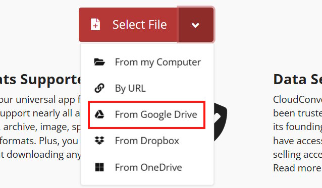 Mở file Drive trong CloudConvert