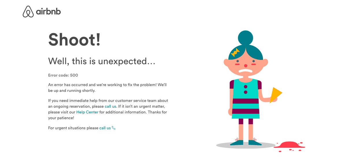 Lỗi 500 Internal Server Error của Airbnb