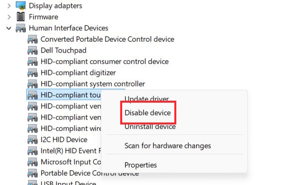 Vô hiệu hóa màn hình cảm ứng qua Device Manager