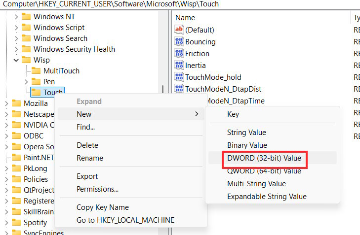Tạo giá trị mới trong thư mục Registry 