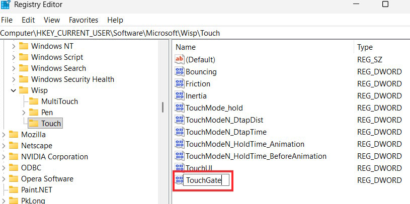 Tạo thư mục TouchGate